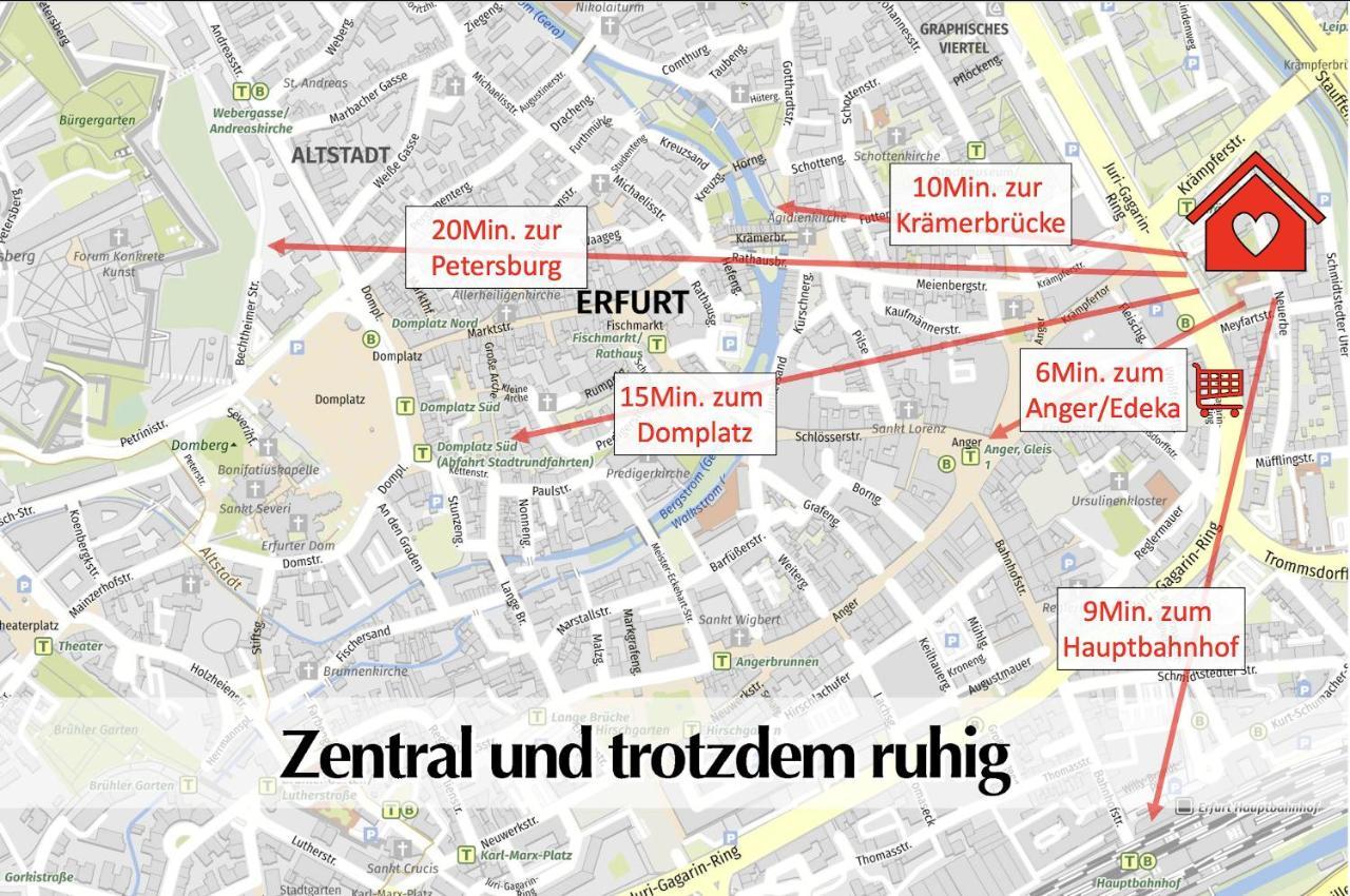 Helle 72Qm Maisonette Wohnung Im Herzen Erfurts Mit Kingsize Bett, Smart-Tv, Etc Zewnętrze zdjęcie